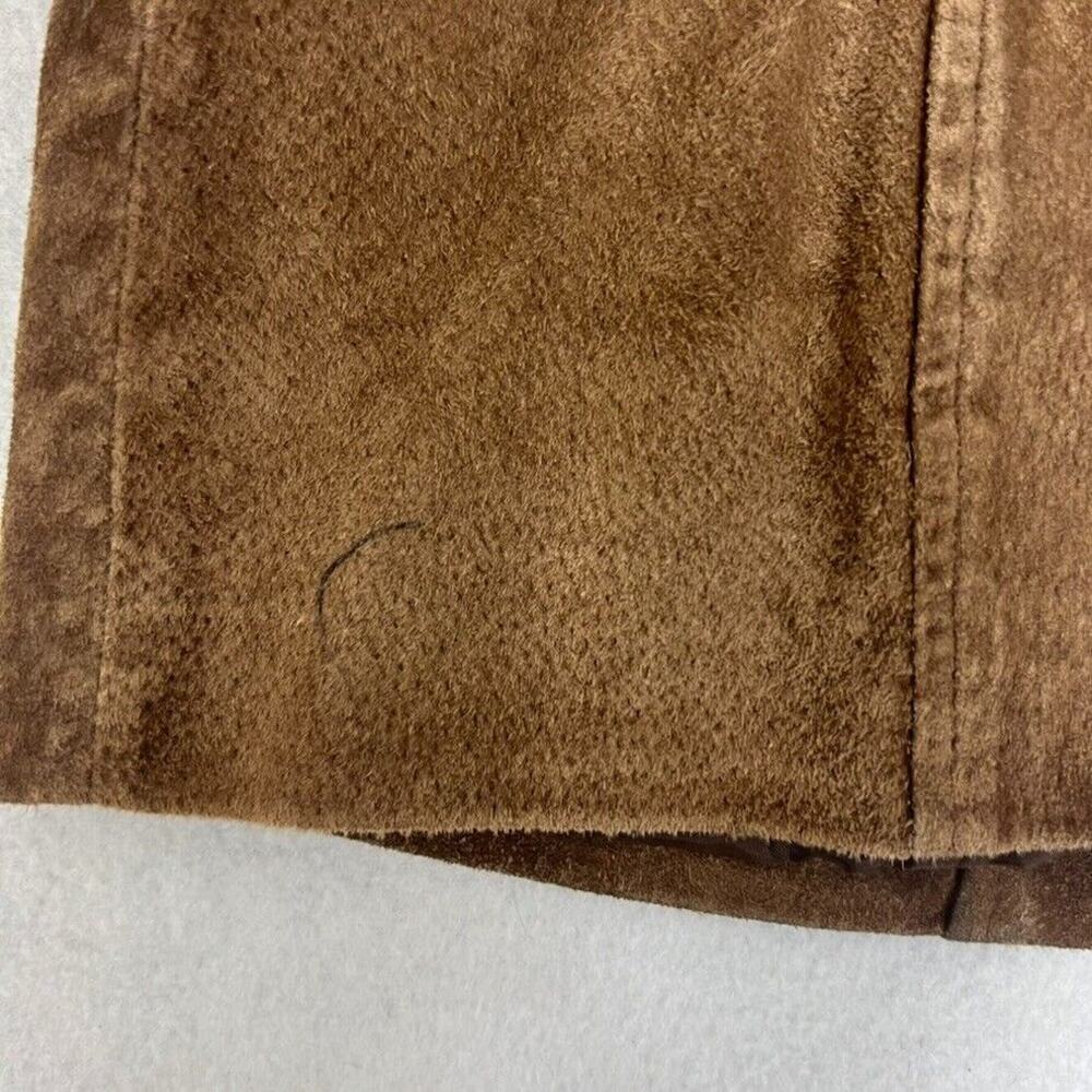 Style & Co Jacket Womens Medium Brown Petite Suede Leather Western Cowgirl Rodeo - Picture 7 of 9
